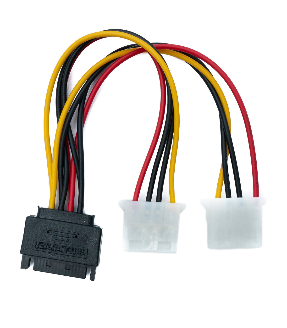 Y SATA Kabel 20 cm 15 Pin Stecker zu 2x Molex LP4 IDE 4Pin Buchse | System-S