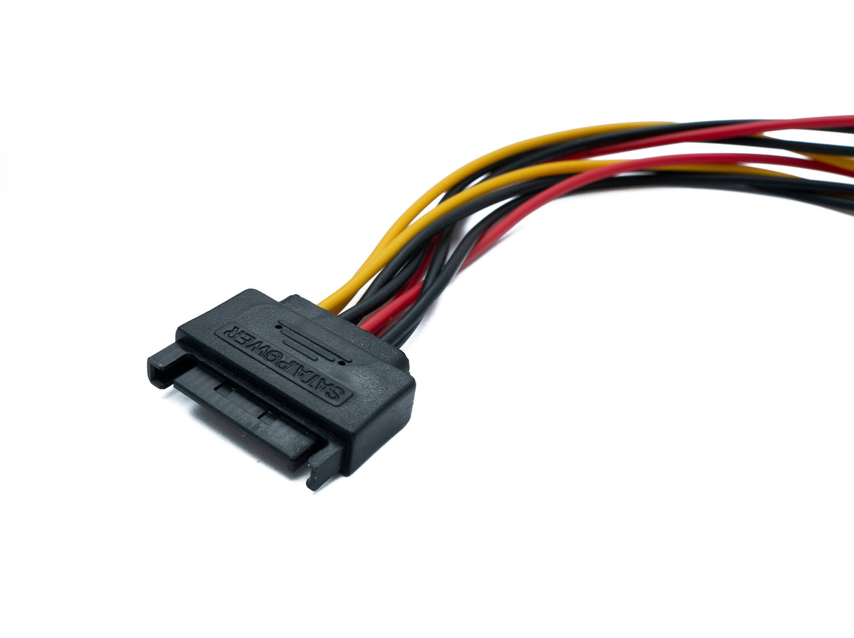 Y SATA Kabel 20 cm 15 Pin Stecker zu 2x Molex LP4 IDE 4Pin Buchse | System-S