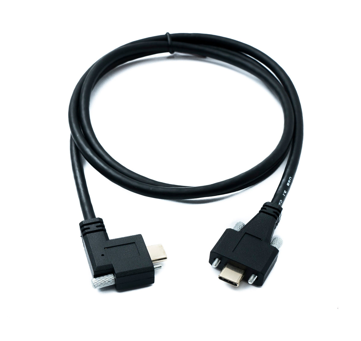 USB 3.1 Gen 2 Kabel 100 cm Typ C Stecker zu Stecker Panel Mount Winkel Left Right Angled 10 Gbit/s 100W | System-S