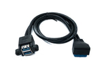 USB 3.0 Kabel 50 cm 20 Pin zu 2x Typ A Buchse Panel Mount Winkel Down Angled | System-S