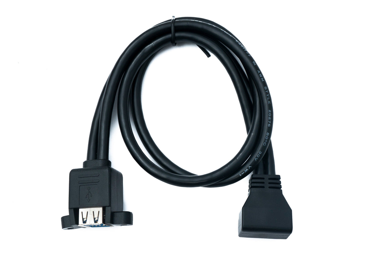 USB 3.0 Kabel 50 cm 20 Pin zu 2x Typ A Buchse Panel Mount Winkel Down Angled | System-S