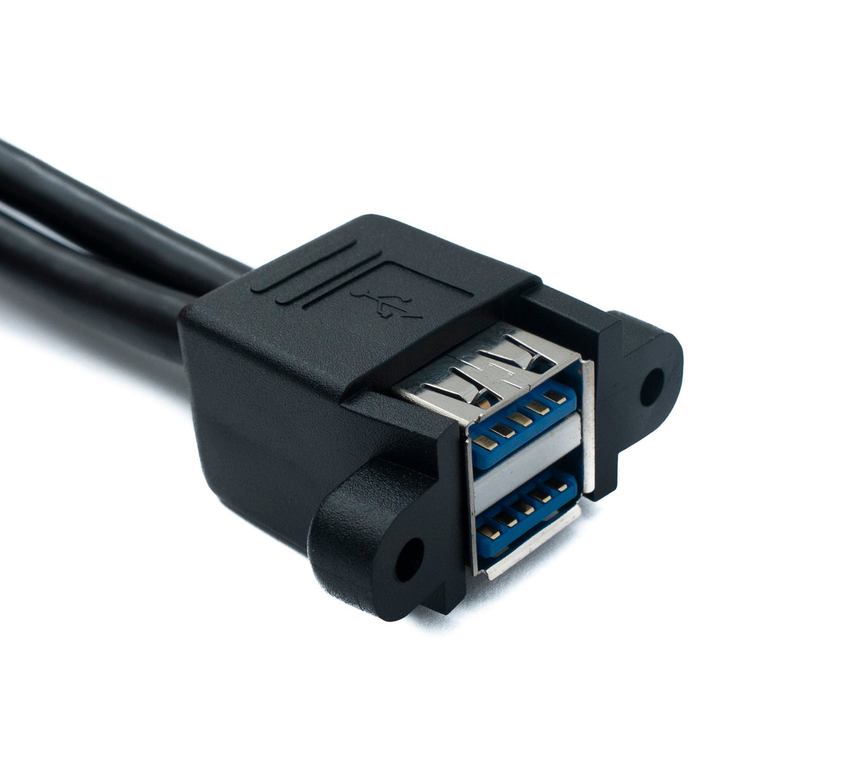 USB 3.0 Kabel 50 cm 20 Pin zu 2x Typ A Buchse Panel Mount Winkel Down Angled | System-S