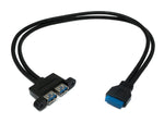 USB 3.0 Kabel 50 cm 20 Pin zu 2x Typ A Buchse Panel Mount 5 Gbit/s 100W | System-S