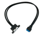 USB 3.0 Kabel 50 cm 20 Pin zu 2x Typ A Buchse Panel Mount 5 Gbit/s 100W | System-S