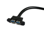 USB 3.0 Kabel 50 cm 20 Pin zu 2x Typ A Buchse Panel Mount 5 Gbit/s 100W | System-S