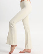 Bootcut Leggings High Waist bequem blickdicht – Cremeweiß