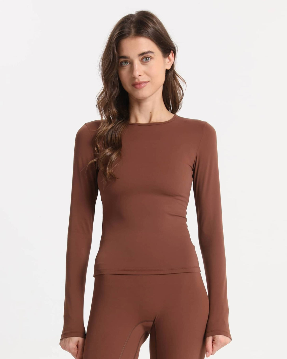 Longsleeve soft figurbetont – Braun
