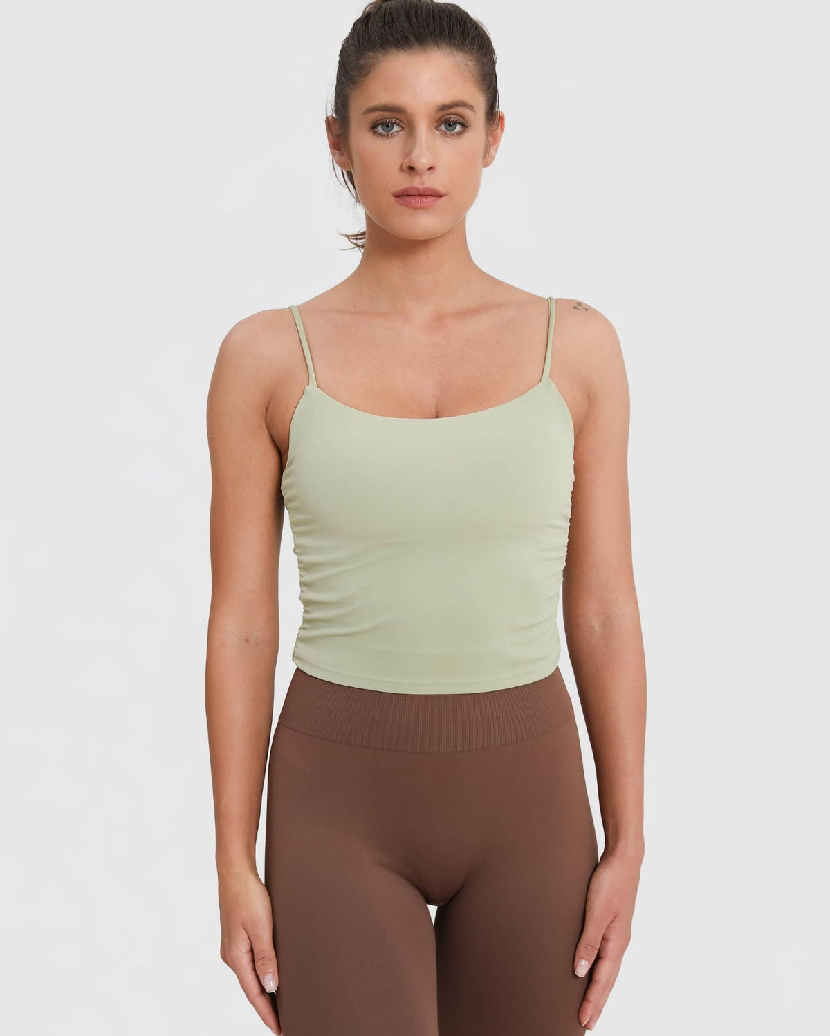 Set Scrunch Leggings High Waist + Tank Top Seamless - Mix Grün und Braun