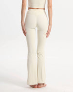 Bootcut Leggings High Waist bequem blickdicht – Cremeweiß