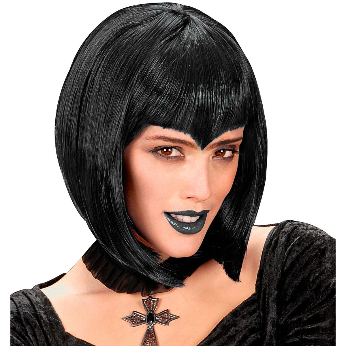 Halloween Perücke Damen "Gothic Vamp" | Schwarz