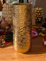 Vase Metall Gold XL 39cm x 18cm, Öffnung 12cm - von Light & Living Indien