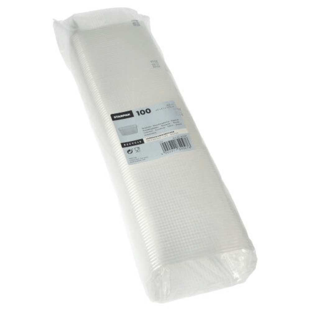 Starpak 100 Verpackungsbecher, PP eckig transparent