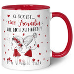 Bedruckte Tasse mit Spruch Glück ist eine Freundin
