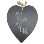 Schieferherz Happy Wife Happy Life