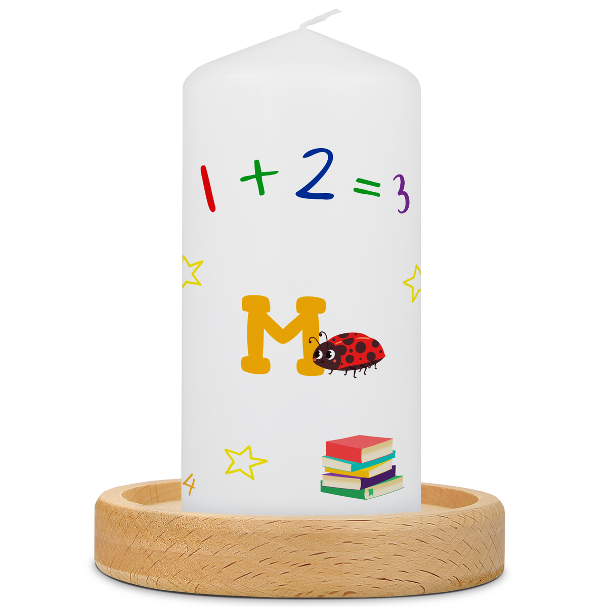 Kleine Kerze "Käfer ABC" zur Einschulung