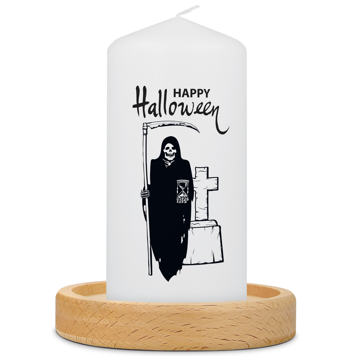 Kleine Kerze "Happy Halloween" mit Namen