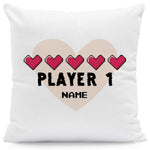 Bedrucktes Kissen mit Spruch "Player 1 & Player 2" im Set