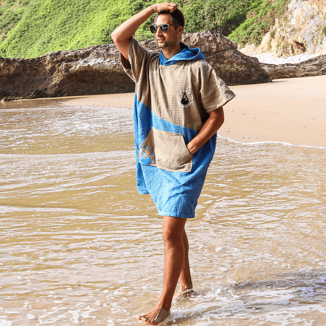 Travel Poncho Lighd, Baumwolle Waffle Piquee