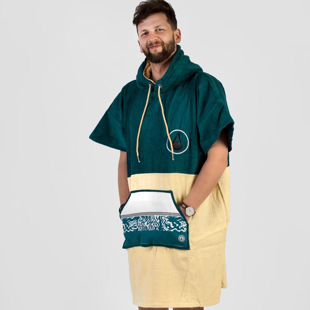 Poncho Petrol, Baumwolle Velours Namma Markt
