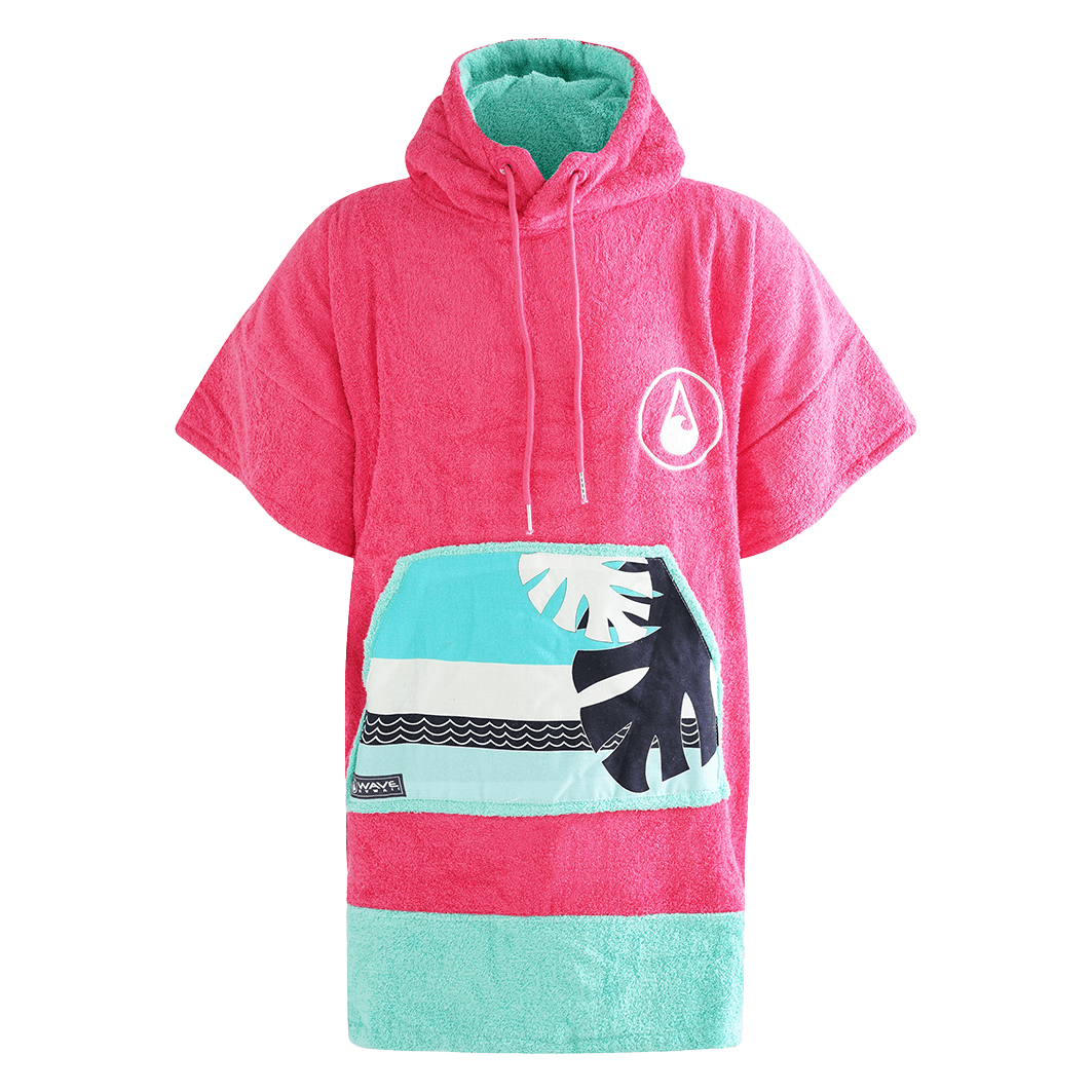 Poncho Pink Wave, Baumwolle Velours