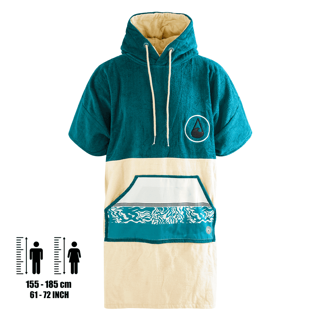 Poncho Petrol, Baumwolle Velours Namma Markt
