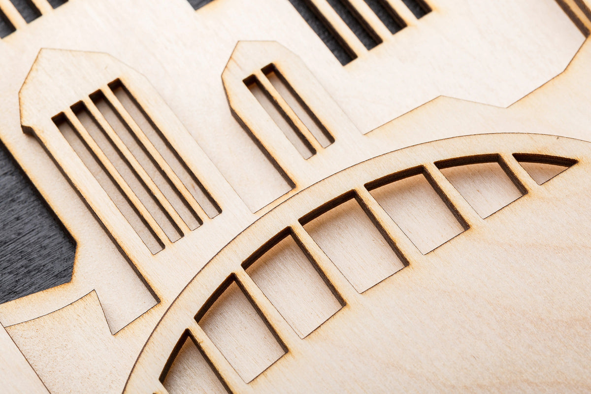 3D Wandbild aus Holz Skyline Berlin 2017
