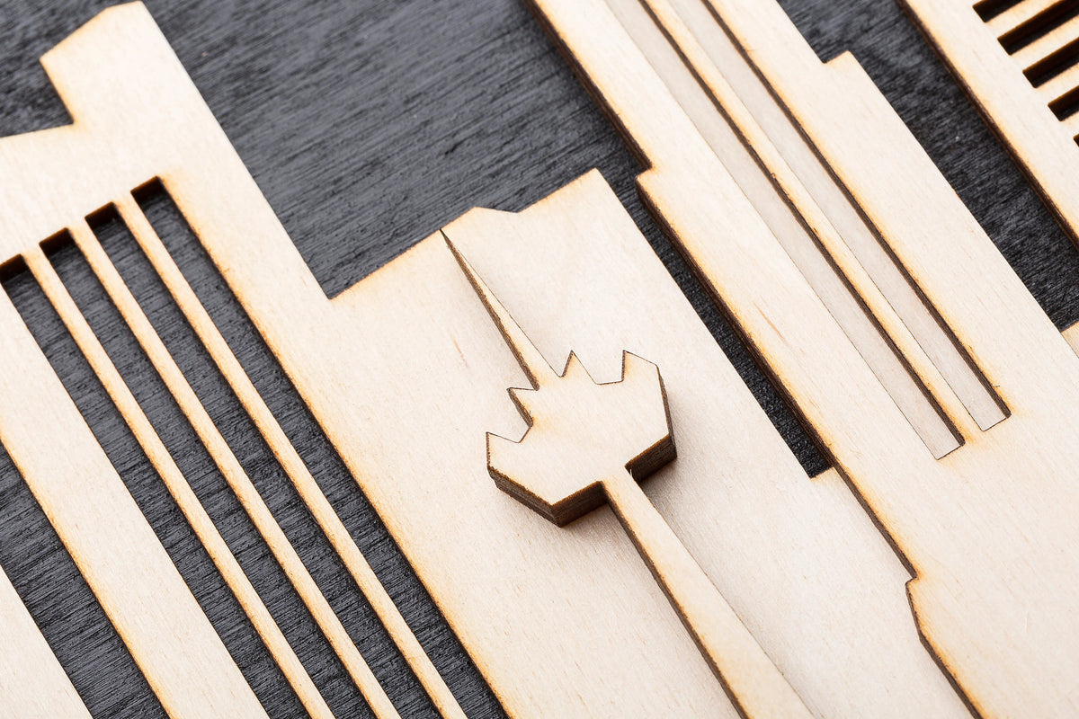 3D Wandbild aus Holz Skyline Berlin 2017
