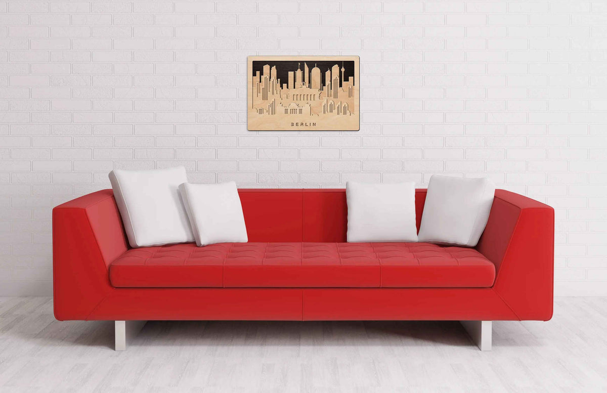 3D Wandbild aus Holz Skyline Berlin 2017