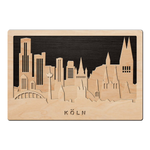 3D Wandbild aus Holz Skyline Köln 2017