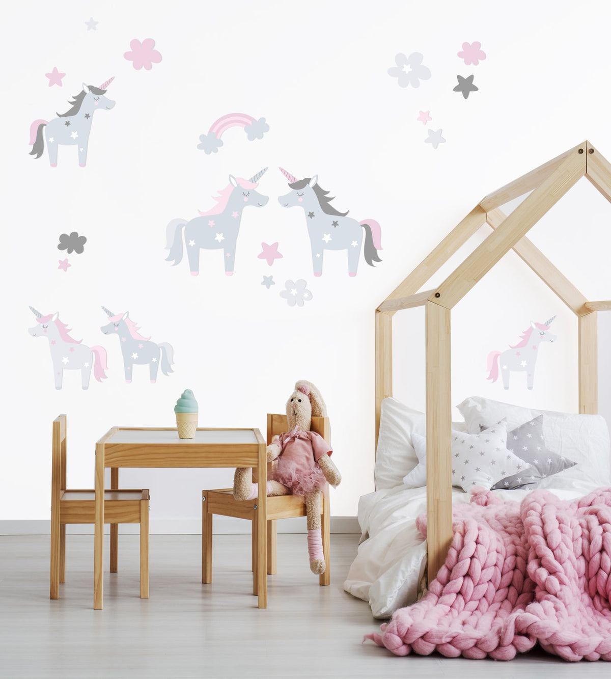 Wandsticker Set Einhorn & Sterne
