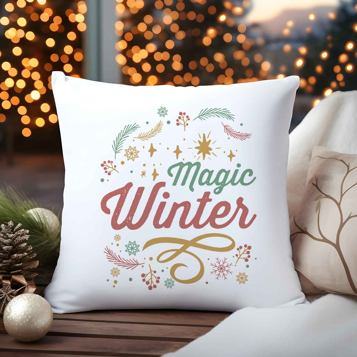 Kissen mit Weihnachtsmotiv - Magic Winter - Weihnachtsdeko - Geschenke für Frauen & Männer