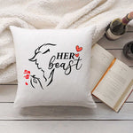 Bedrucktes Kissen mit Spruch Beauty & Beast im Set