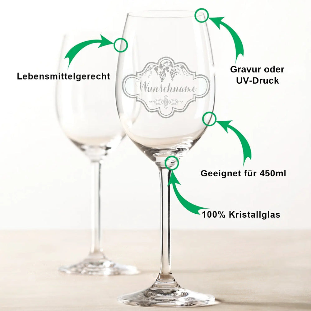 Stölzle Lausitz Weinglas "Weinranke" mit Namen Gravur