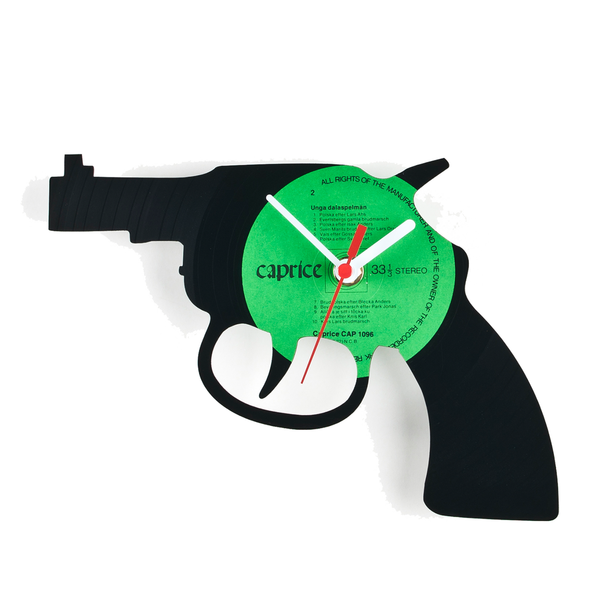 Schallplattenuhr Pistole