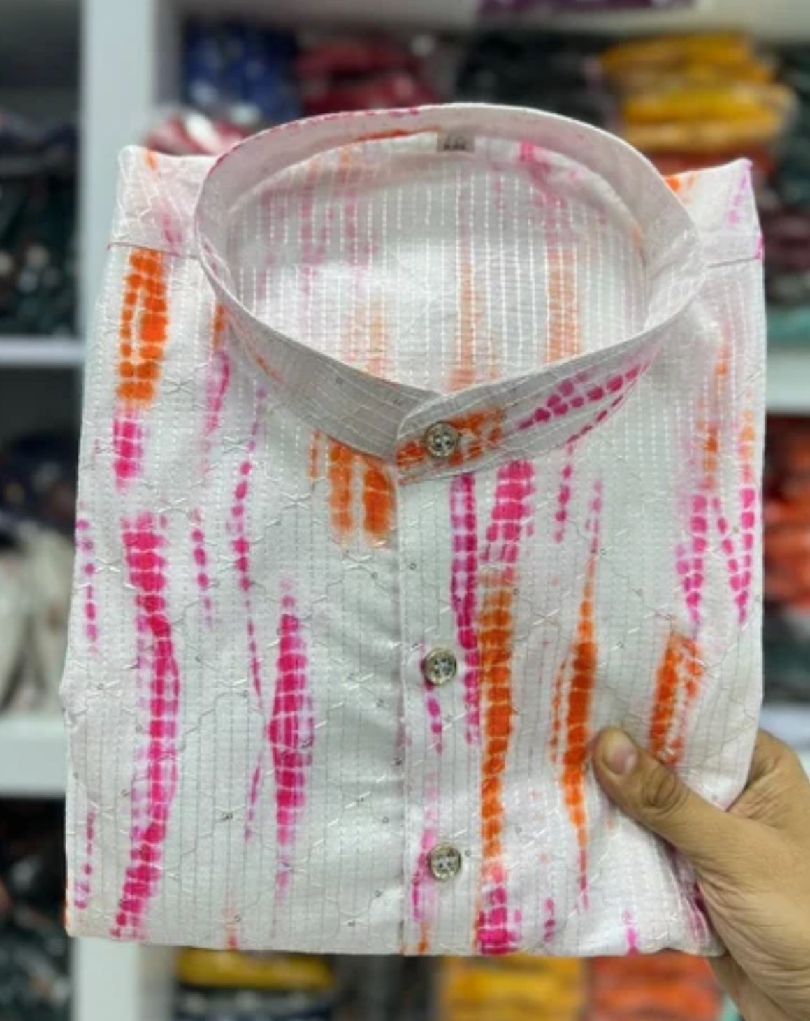 Kurtas in Pure Banglori Silk Crochet with Print in Berlin