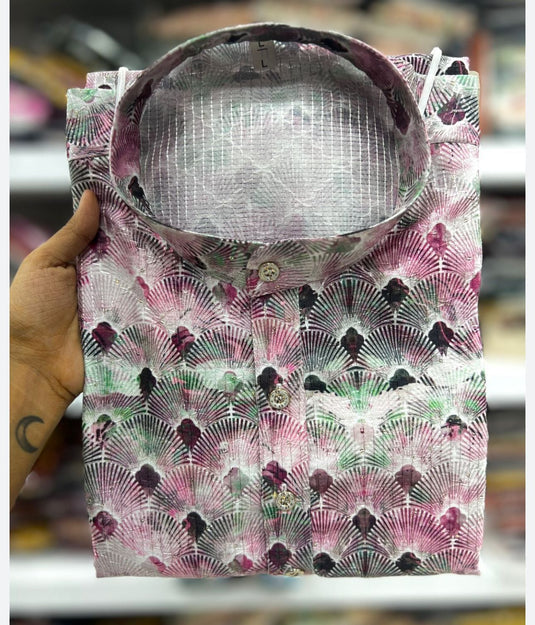 Kurtas in Pure Banglori Silk Crochet with Print in Berlin