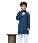 Boys Kurta Pajama Sequin Print Embroidery Mirror Work rama blue