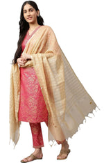 Wine Yarn-Dyed Straight kurta-Trousers-Dupatta Set in Munich
