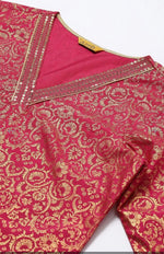 Wine Yarn-Dyed Straight kurta-Trousers-Dupatta Set in Munich