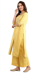Yellow Round Neck Embellished kurta Set in berlin