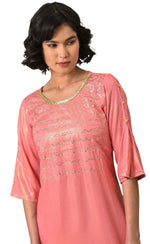 Pink Printed Straight kurta-Sharara Set