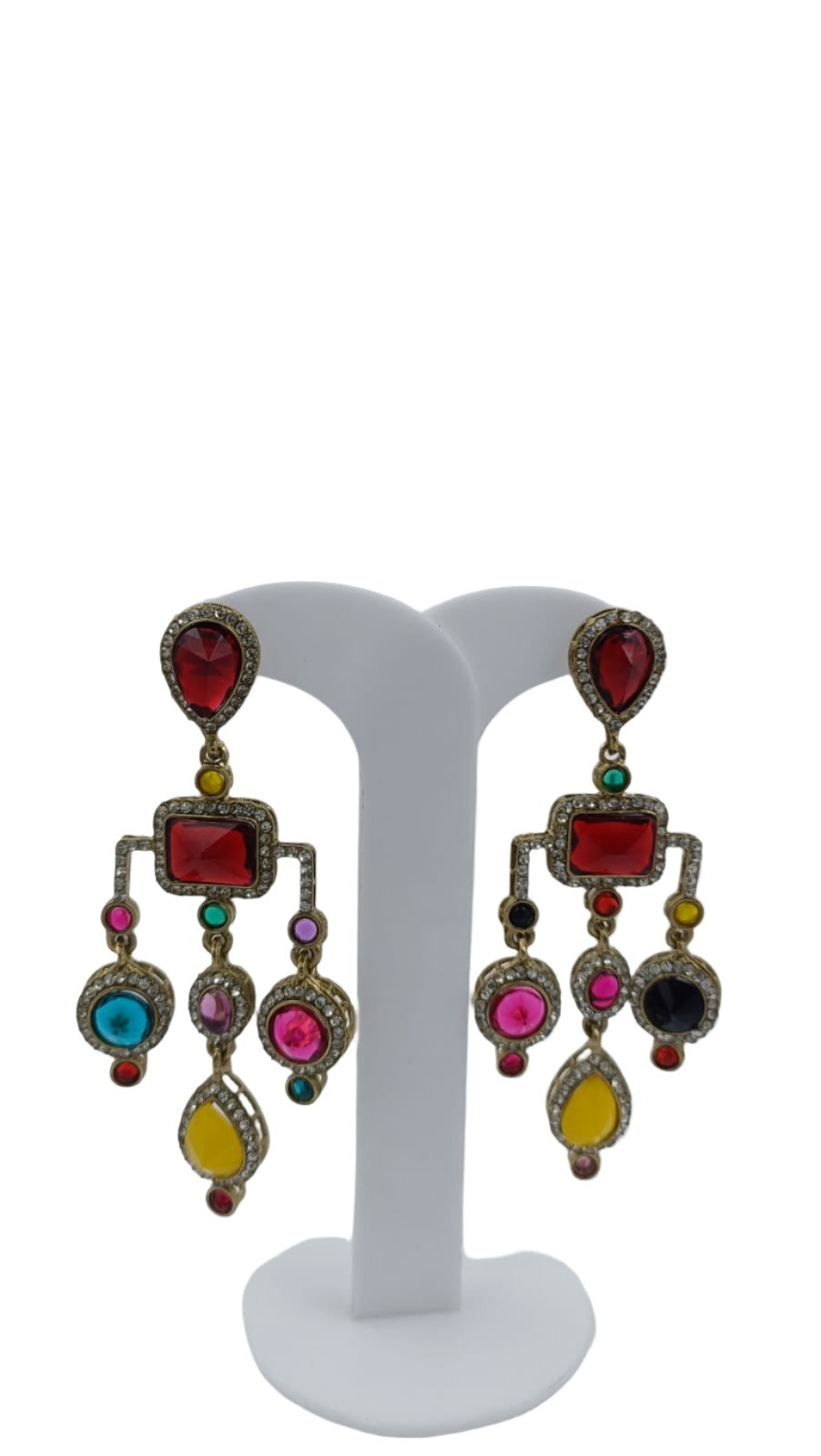 Designer Kundan Stone Studded Jhumks Golden Earrings in Paris