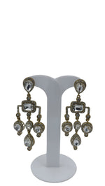 Designer Kundan Stone Studded Jhumka Golden Earrings in Paris