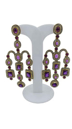 Designer Kundan Stone Studded Jhumka Golden Earrings in Paris