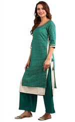 Green Round Neck Embellished kurta Set in Berlin