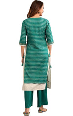 Green Round Neck Embellished kurta Set in Berlin