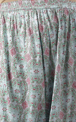 Plus Size Light Blue Paisley Print High-Low kurta With Draped Pants And Pink Dupatta in Germany