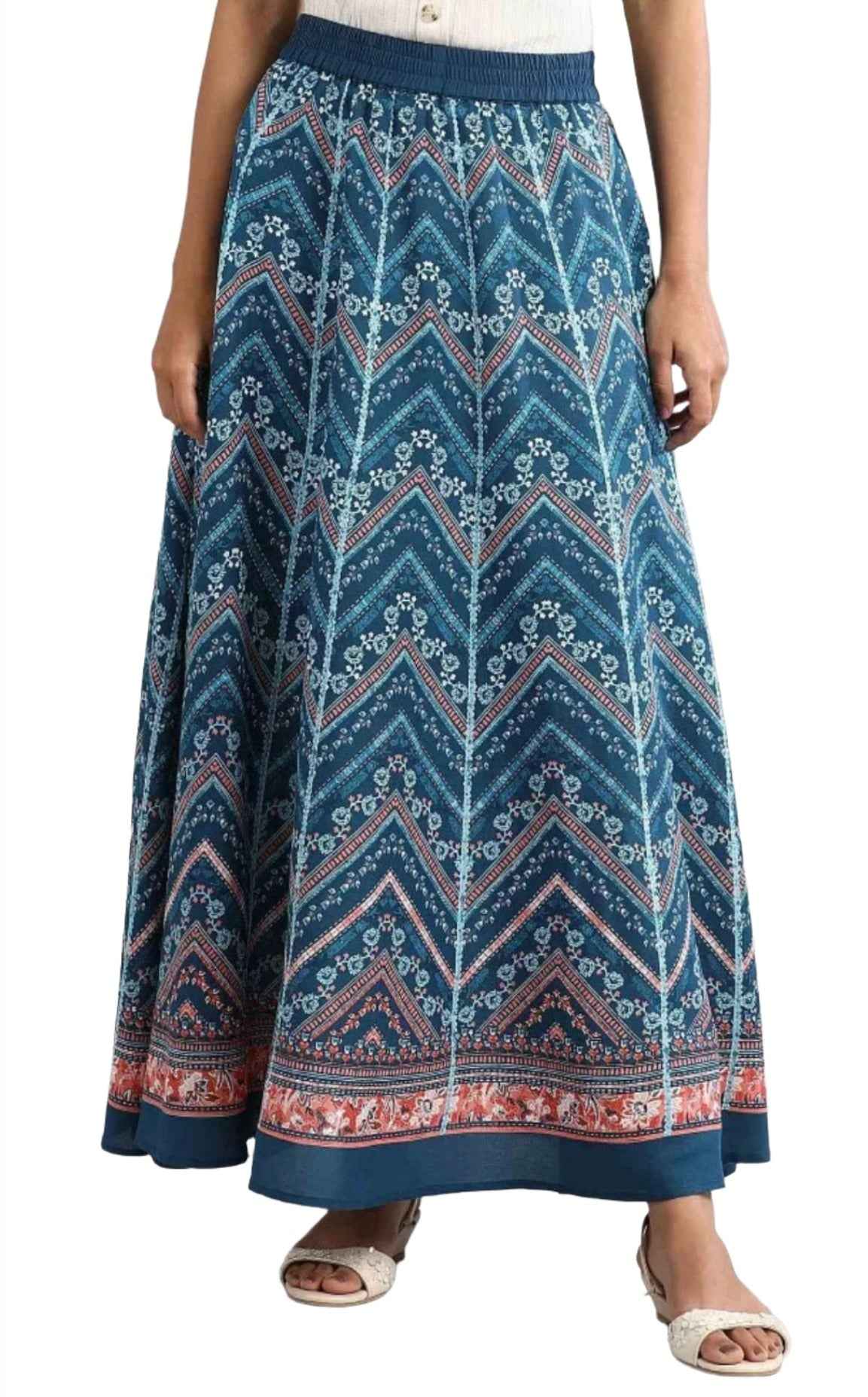 Blue Flared Printed Skirts in Germany