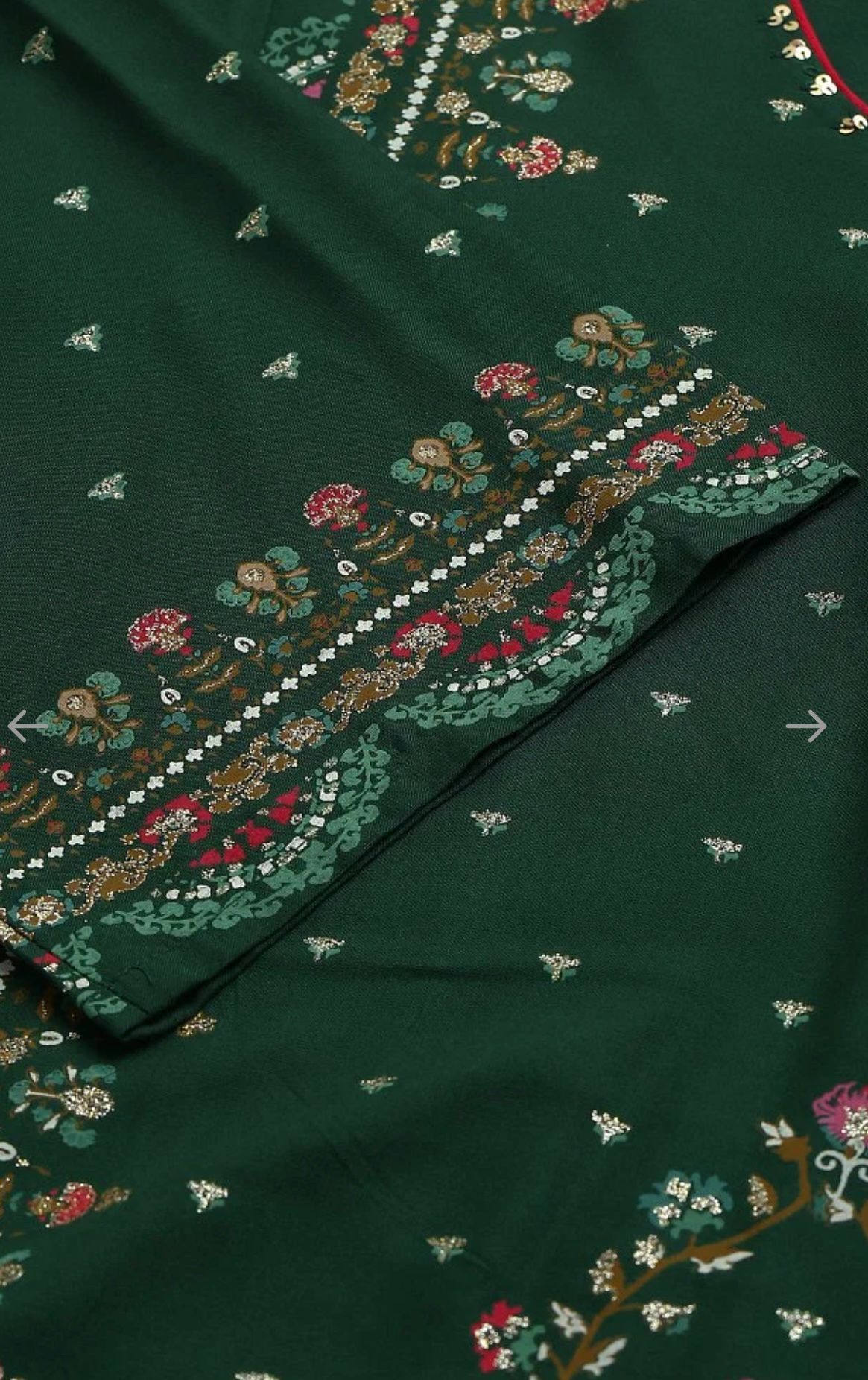 Plus Size Dark Green Glitter Floral Printed kurta With Sharara Pants And Pink Dupatta in Berlin