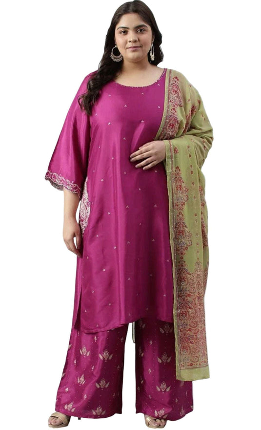 Pink Embroidered kurta With Parallel Pants And Dupatta in Germany Namma Markt